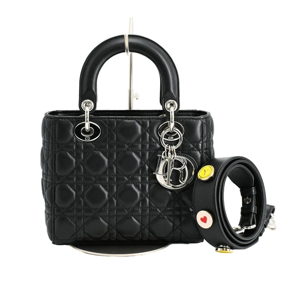 Christian Dior Lady Myabc Handbag Leather Black